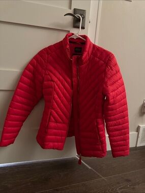Joules Women's Bright Red puffer Quilted Jacket